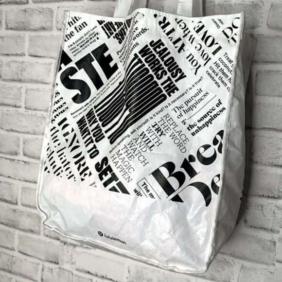 LuLuLemon Black & White Large reusable Tote Bag - Picture 3 of 9